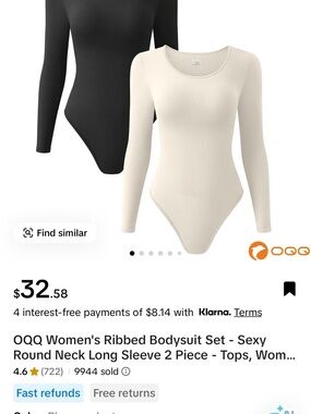 Women’s Ribbed Long Sleeve Bodysuit - Cream and Black